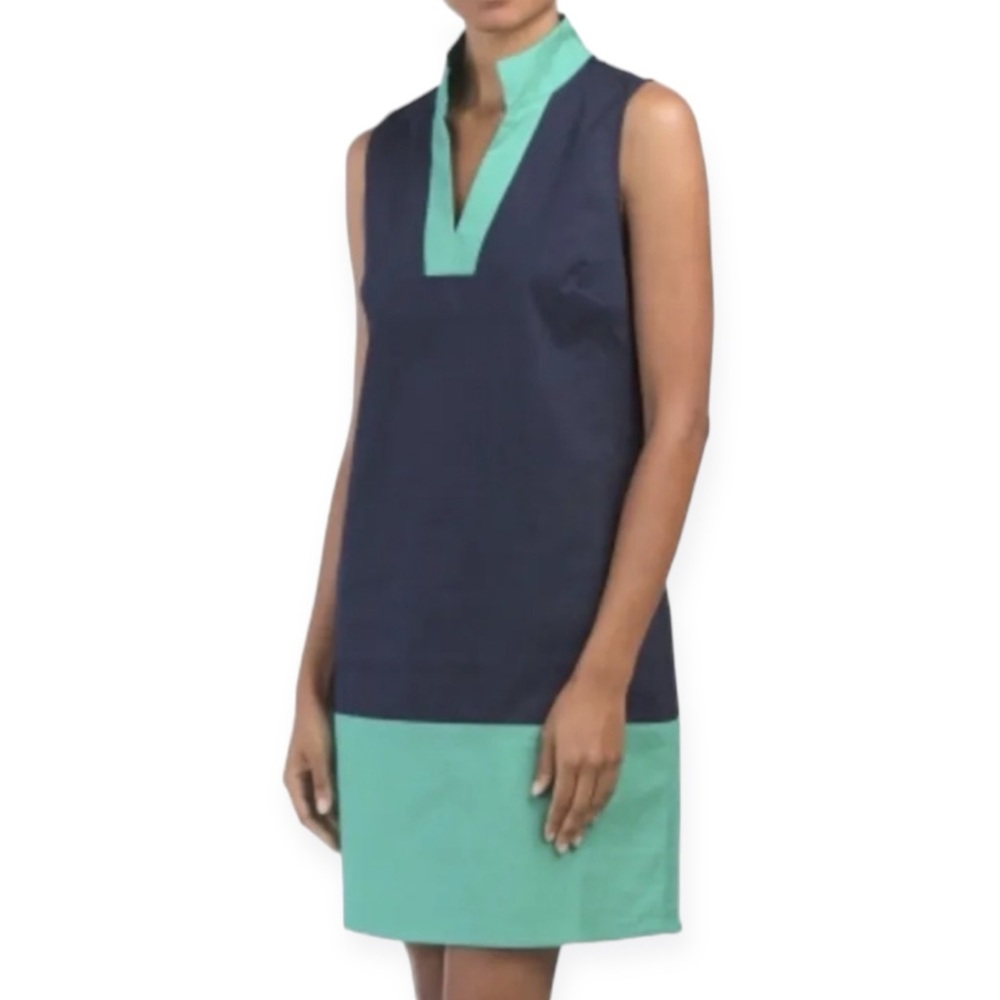 Sail to Sable Colorblock Shift Dress in Navy & Green size women’s medium